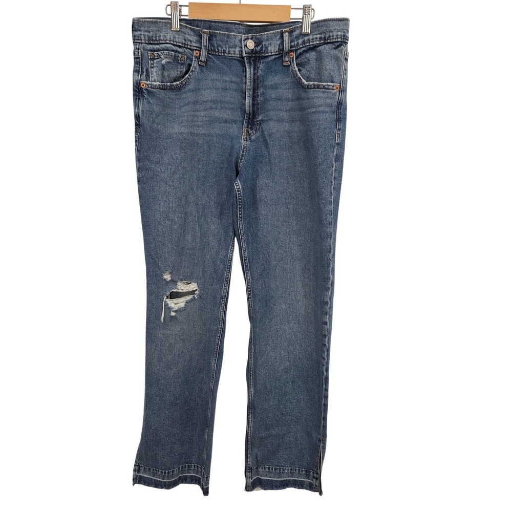 GAP Women Jeans 31/12R (33  Note) 90s Loose Mid Rise Distressed Raw Hem Straight